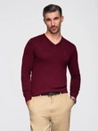 Elegantní pánský svetr s výstřihem - vínový V13 OM-SWBS-0107