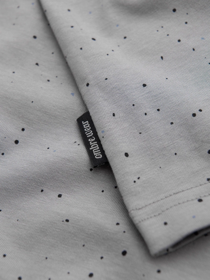 Tricou din bumbac imprimat cu decolteu rotund - negru V2 OM-TSFP-0225