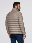 Men's quilted jacket with two fasteners - dark beige V4 OM-JALP-0231