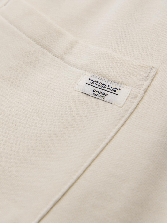 Men's sweatpants with unlined leg - cream V11 OM-PABS-0206