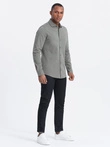 Cămașă bărbătească din bumbac REGULAR din tricot jerseu simplu - kaki deschis V4 OM-SHCS-0138