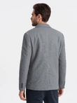 Men's blazer with elbow patches - light grey V1 OM-BLZB-0108