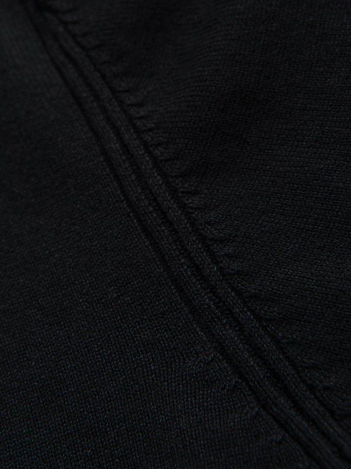Men's sweater with viscose and spread neckline - black V2 OM-SWZS-0124