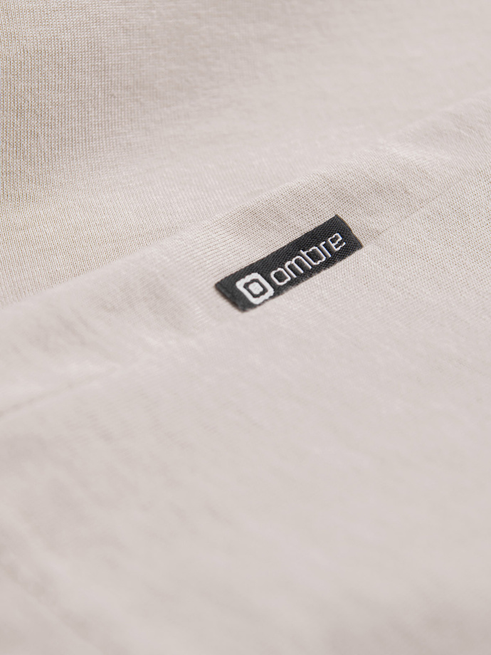 Men's unprinted longsleeve with v-neck - light beige V1 OM-LSBL-0108