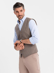 Jacquard casual men's vest without lapels - brown V1 OM-BLZV-0111