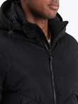 Men's winter jacket with unusual quilting - black V3 OM-JAHP-0127