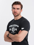 Tricou pentru bărbați cu imprimeu college - negru V2 OM-TSPT-0137