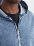 Men's denim jacket katana with cargo pockets and hood - blue V3 C558