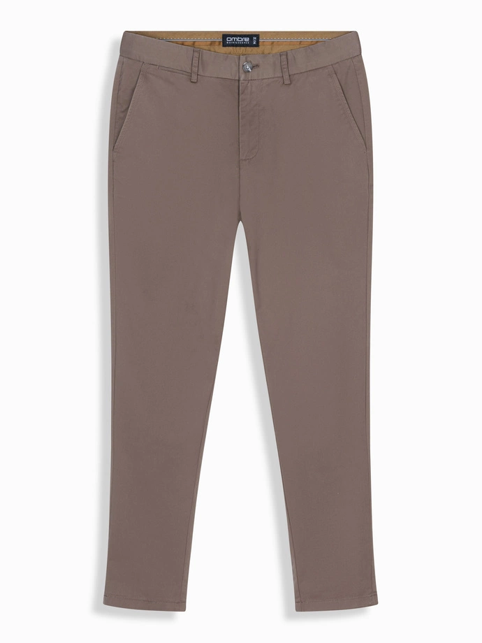 Pánske nohavice chino REGULAR FIT - hnedé V1 OM-PACP-0183
