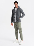 Unzipped cotton men's BASIC sweatshirt - graphite V11 OM-SSBZ-0160