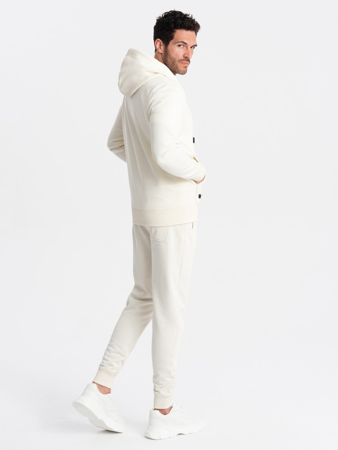 BASIC men's sweatshirt set unbuttoned sweatshirt + joggers - cream V5 Z86