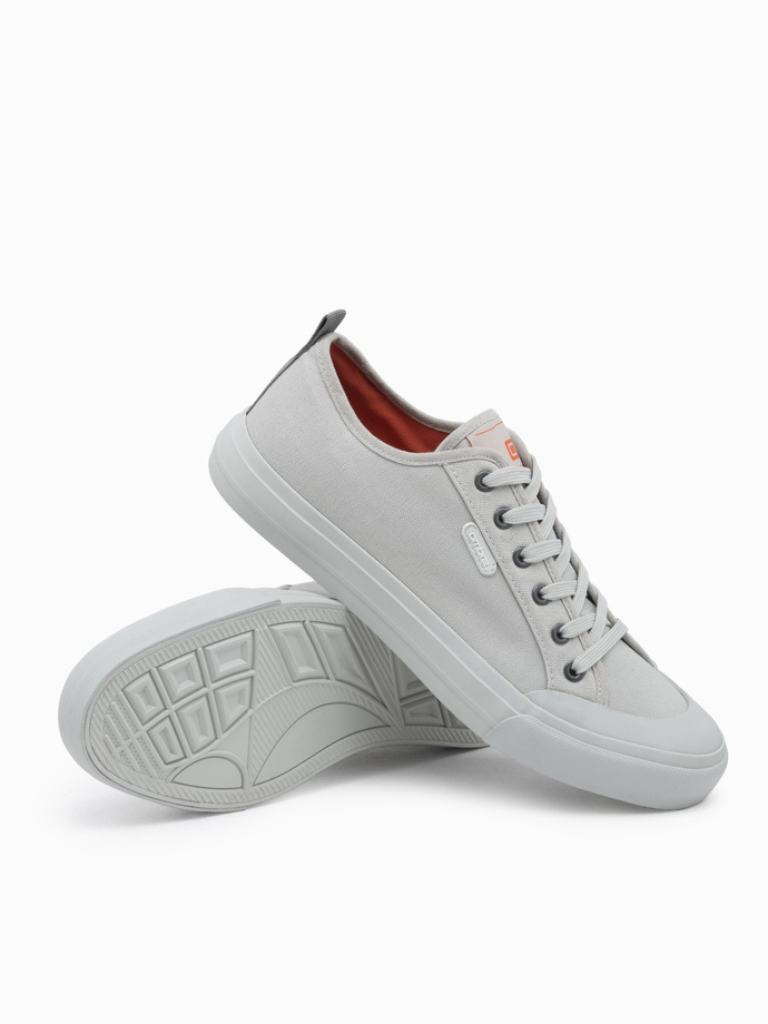 Men's short sneakers monocolor - gray V2 OM-FOSL-0116