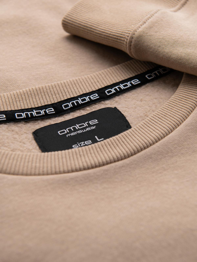 Men's OVERSIZE sweatshirt with contrasting color combination - beige V2 OM-SSNZ-0130
