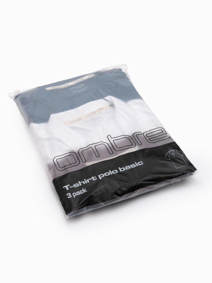 Pánske bavlnené polo tričko BASIC - biele/maroon/tmavomodré V4 OM-POBS-0133