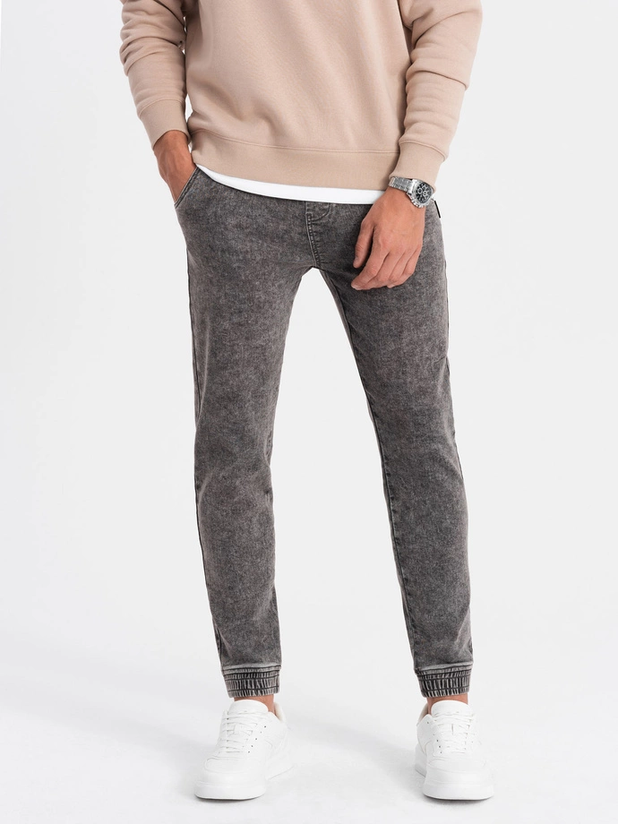 Men's marbled denim JOGGERS pants - gray V3 OM-PADJ-0133