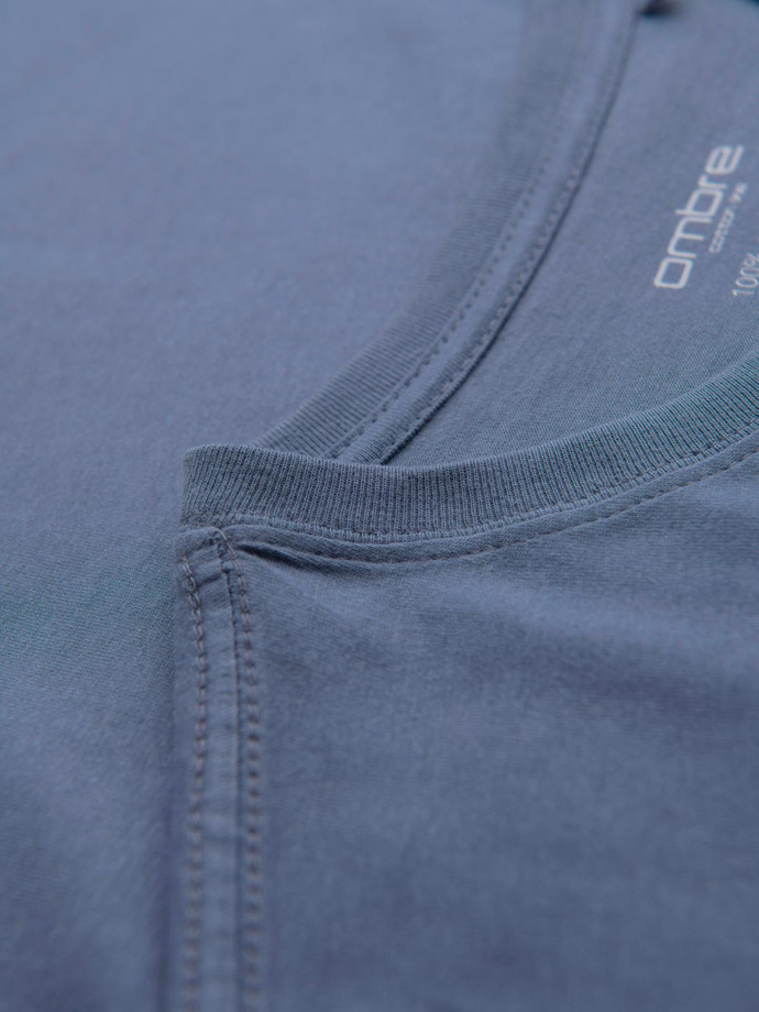 Tricou clasic BASIC din bumbac pentru bărbați - violet V13 OM-TSBS-0146