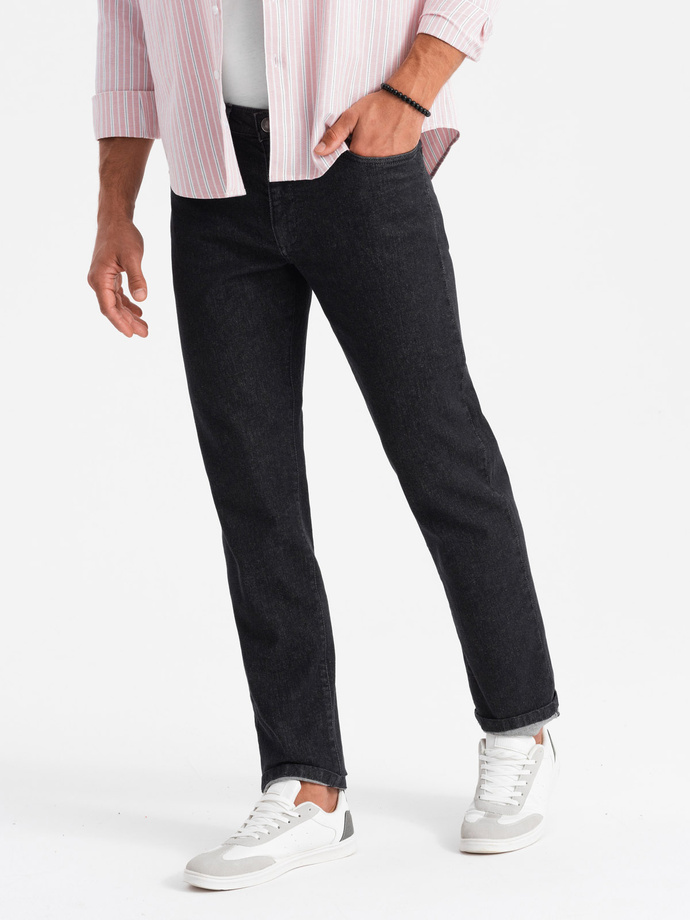 Pantaloni clasici din denim pentru bărbați REGULAR FIT - negru V2 OM-PADP-0152