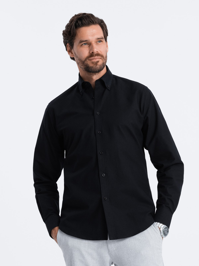 Men's classic cotton oxford REGULAR shirt - black V3 OM-SHOS-0114