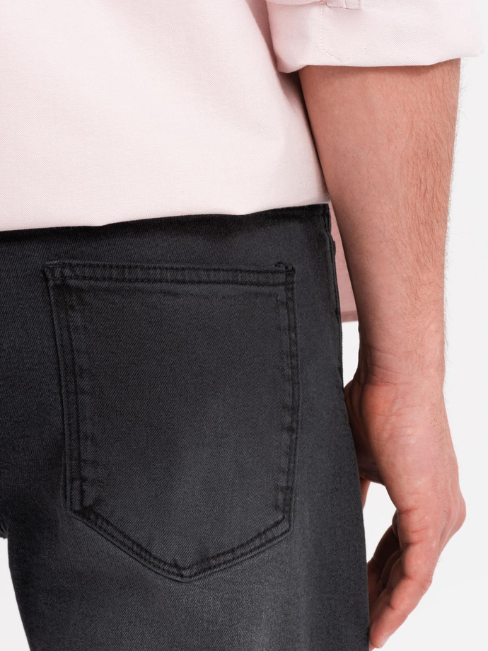 Men's classic cut denim shorts - black V4 OM-SRDS-0171