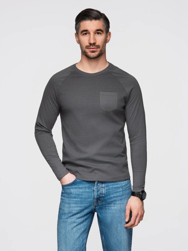 Men's longsleeve with "waffle" texture - graphite V5 OM-LSCL-0109