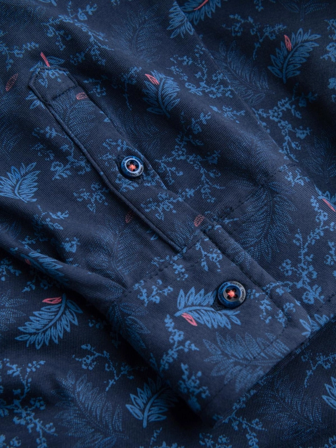 Pánské bavlněné tričko s květinovým motivem - tmavě modré V1 OM-SHCS-0159