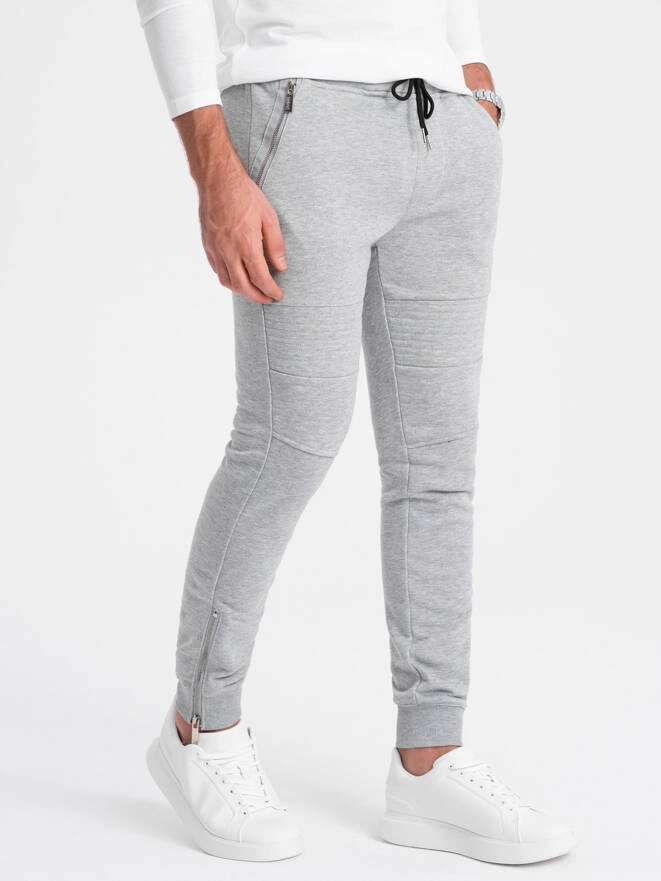 Men's jogger sweatpants - grey melange V2 OM-PASK-22FW-004