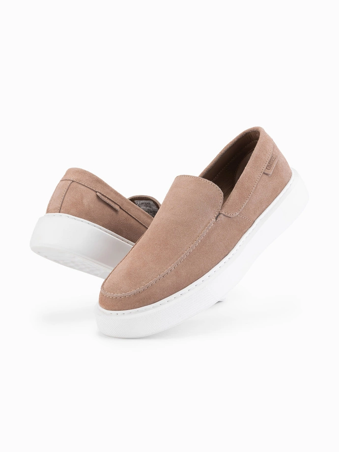 Men's slip on half shoes on thick sole - light brown V3 OM-FOCS-0152