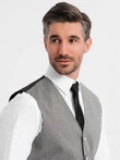 Men's jacquard casual vest without lapels - gray V2 OM-BLZV-0111