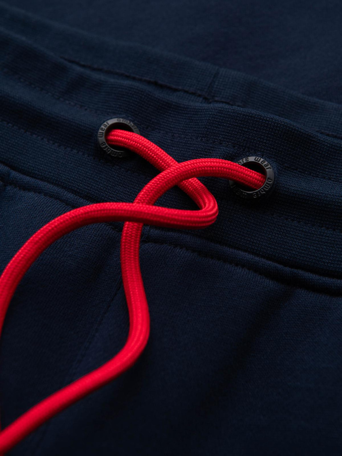 Vyriškos sportinės džogerio kelnės su apvadais - tamsiai mėlynos V3 OM-PASK-0284