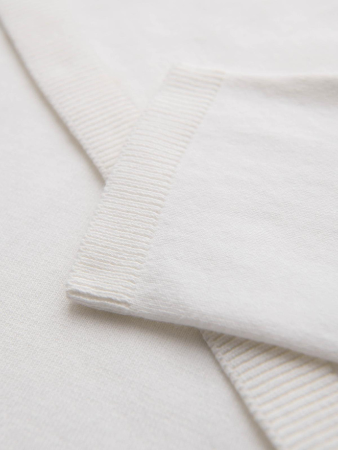 Pulover polo pentru bărbați cu broderie pe piept - alb V2 OM-POLS-0140