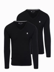 Pánska súprava SLIM FIT s dlhým rukávom, výstrihom do V a logom 2-pack - 2x čierna V5 Z103