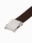 Men's belt with steamed buckle in aged silver - brown A029