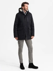 Męska długa kurtka parka sherpa – negru V4 OM-JALJ-0181