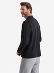 Men's longsleeve with zippered polo collar - black V8 OM-POLS-0130