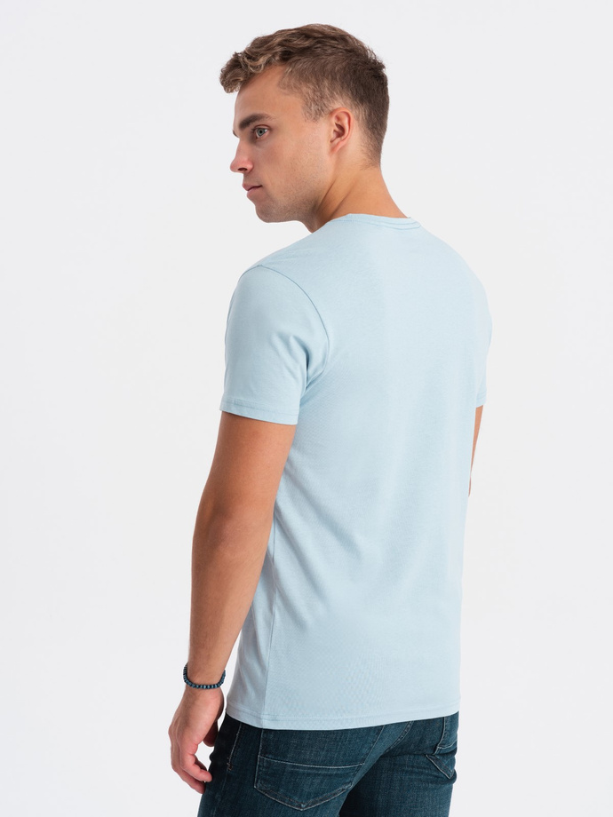 Men's printed cotton t-shirt - blue V2 S1740