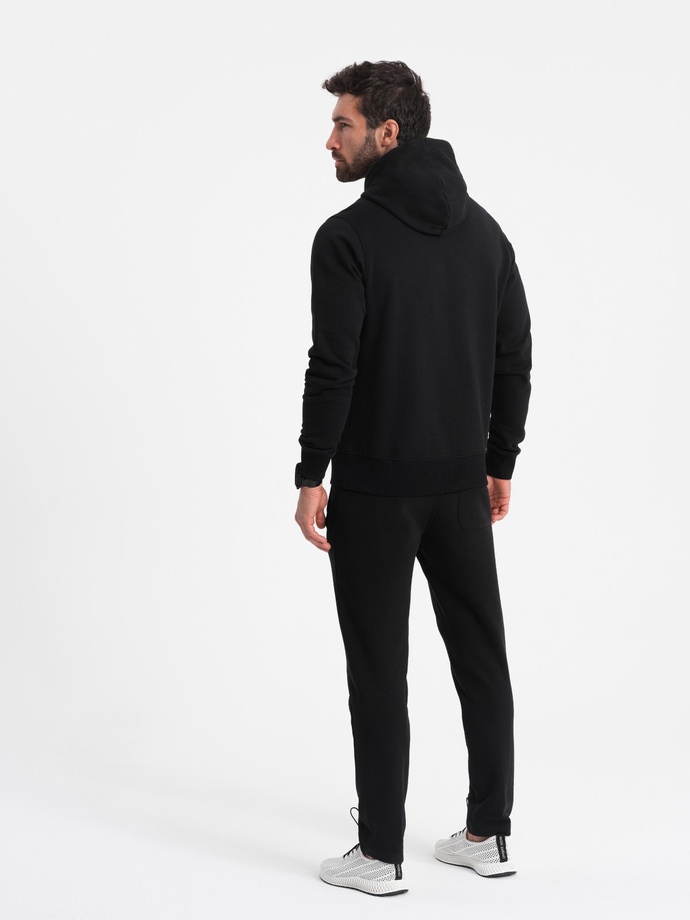 Men's tracksuit set kangaroo sweatshirt + pants - black V5 Z80