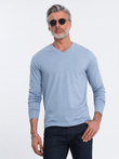 Men's unprinted longsleeve with a crew neckline - blue denim V9 OM-LSBL-0108 