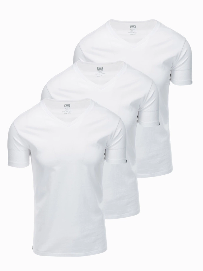 Súprava bavlnených tričiek V-NECK 3-pack - biela V8 Z29