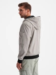 Men's lightweight jacket with mesh lining and hood - grey V6 OM-JANP-0149