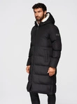 Men's classic long hooded jacket - black V1 OM-JALJ-0269