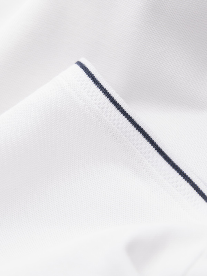 Pánská polokošile z piké úpletu bez knoflíků - bílá V1 OM-POSS-0110