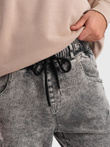 Men's marbled JOGGERS pants with rubbed edges - gray V3 OM-PADJ-0153
