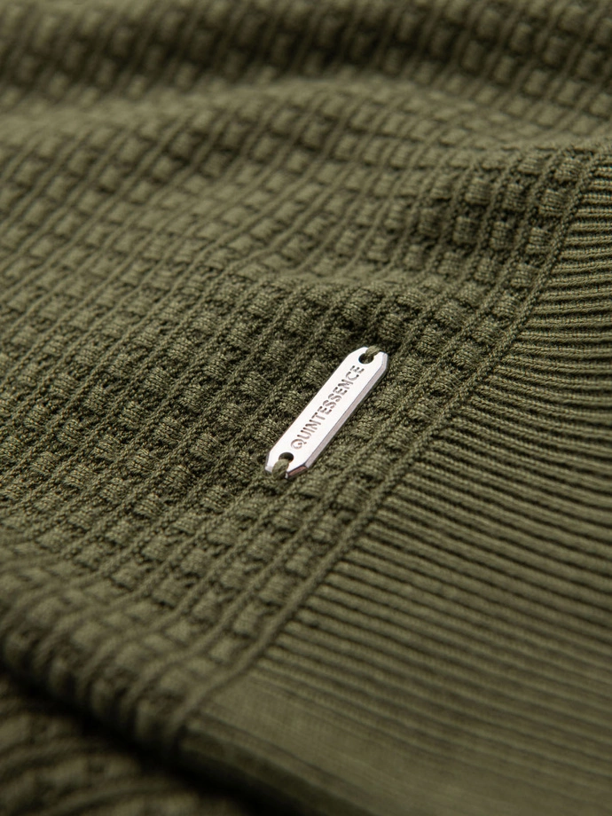 Tricou tricotat structurat pentru bărbați - olive V1 OM-TSCT-0253