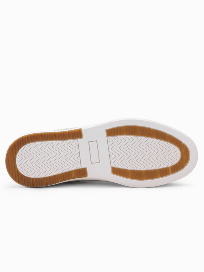 Men's slip-on structured fabric sneakers - sand V1 OM-FOSL-0154