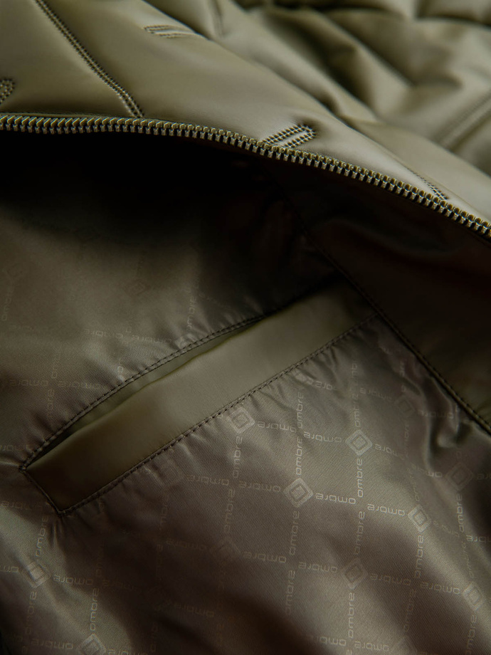 Men's embossed bomber jacket - olive V2 OM-JALP-0196