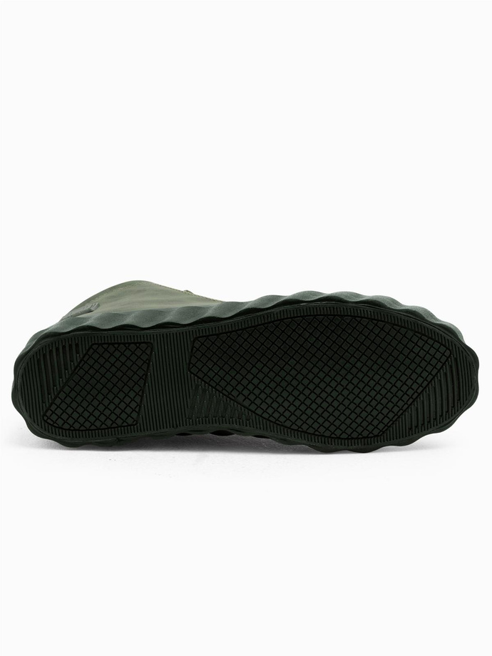 Pantofi sport de bărbați cu talpă decorativă ondulată - olive V3 OM-FOTH-0126