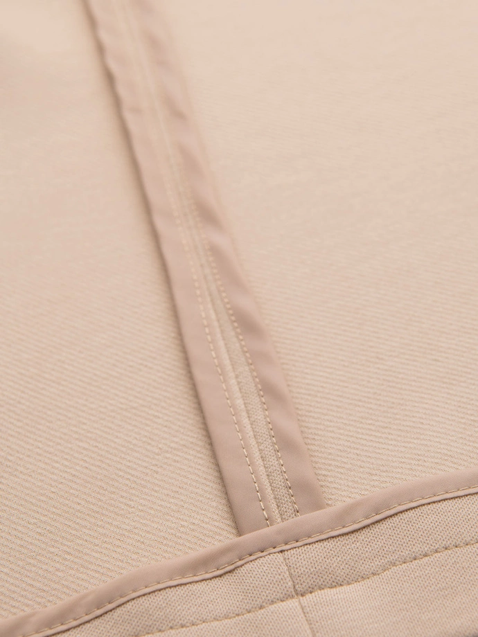 Pánska bunda SLIM z jemne štruktúrovaného úpletu - béžová V5 OM-BLZB-0101