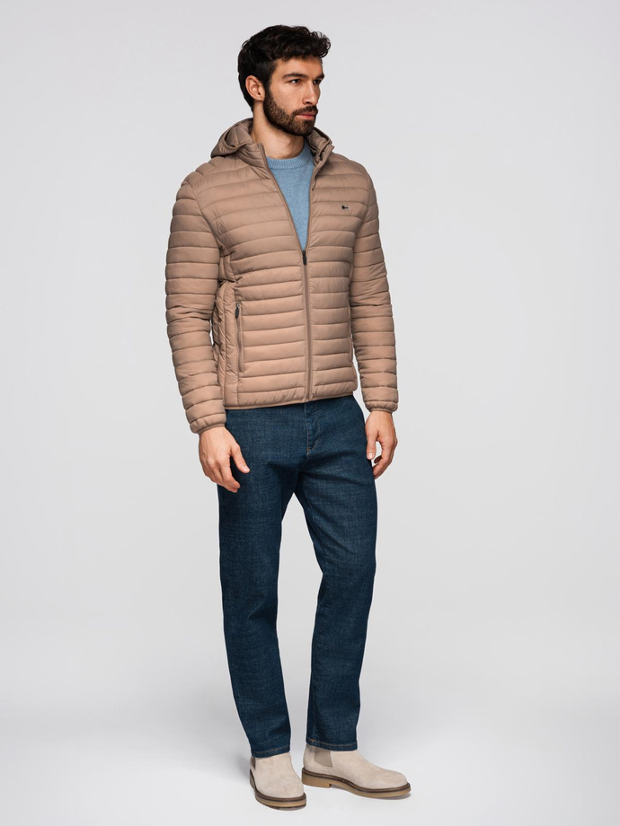 Pánska bunda bomber so saténovým povrchom a kontrastnými rebrovanými lemami - čierna V1 OM-JALP-22FW-007