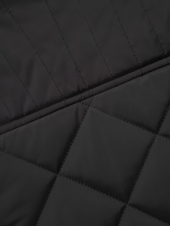 BIKER men's insulated jacket quilted in a diamond pattern - black V1 OM-JALP-22FW-006