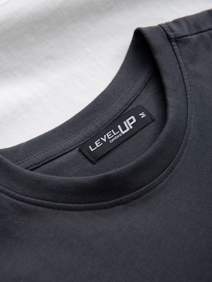 Tricou tricolor din bumbac pentru bărbați cu logo - grafit/olive V9 S1747